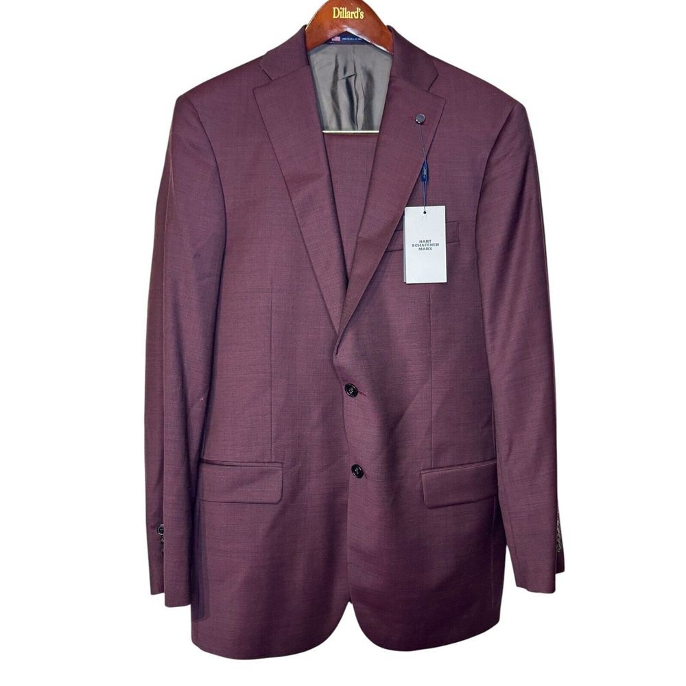 Hart Schaffner Marx Men Suit Chicago Fit New York Fit Wool Suit 2 Button 40 Long